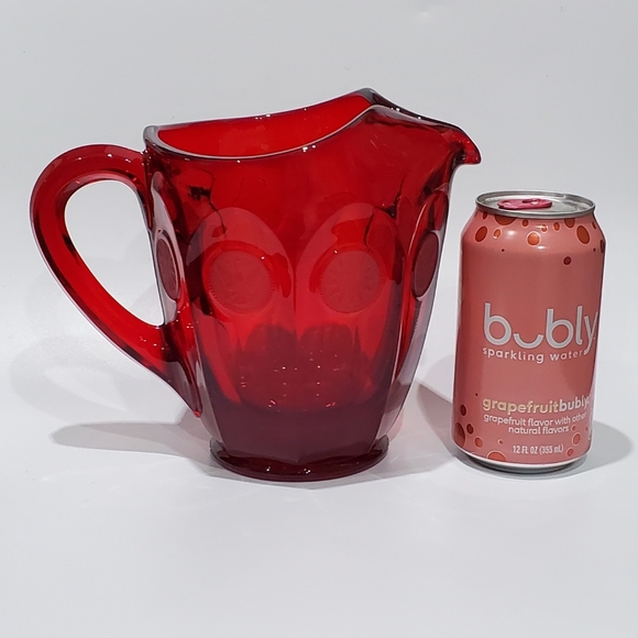 32oz Fostoria "Coin Glass Ruby" Red Heavy Thick Pitcher - Picture 16 of 16